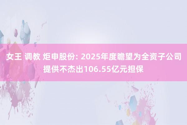 女王 调教 炬申股份: 2025年度瞻望为全资子公司提供不杰出106.55亿元担保