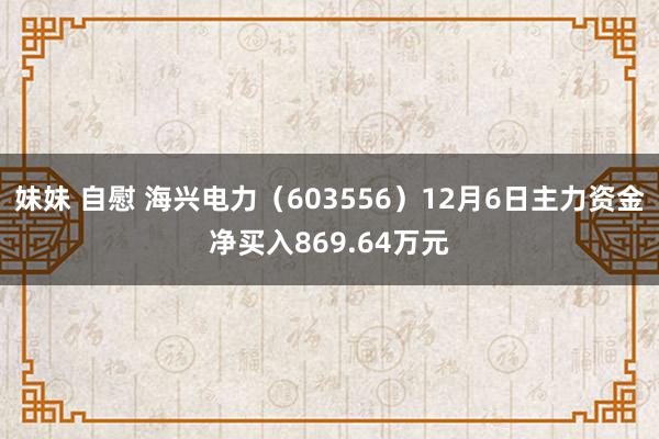 妹妹 自慰 海兴电力（603556）12月6日主力资金净买入869.64万元