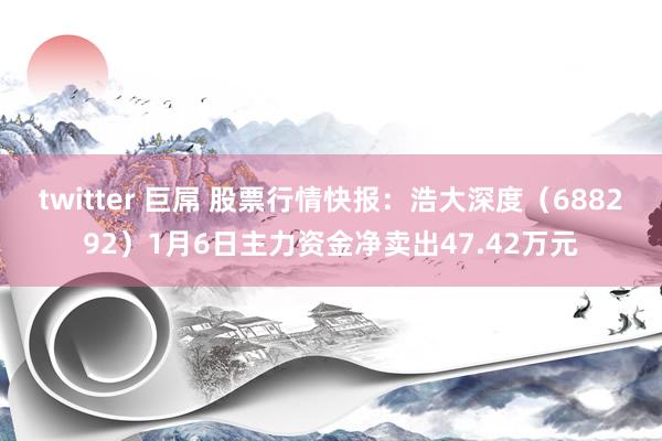 twitter 巨屌 股票行情快报：浩大深度（688292）1月6日主力资金净卖出47.42万元