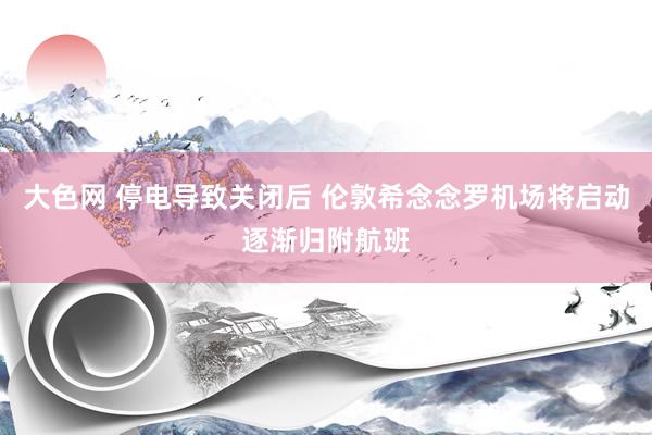 大色网 停电导致关闭后 伦敦希念念罗机场将启动逐渐归附航班