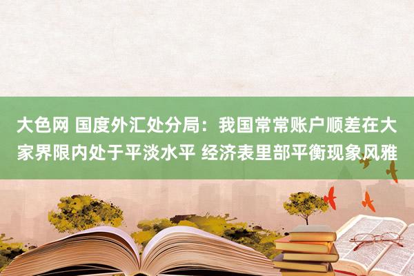 大色网 国度外汇处分局：我国常常账户顺差在大家界限内处于平淡水平 经济表里部平衡现象风雅
