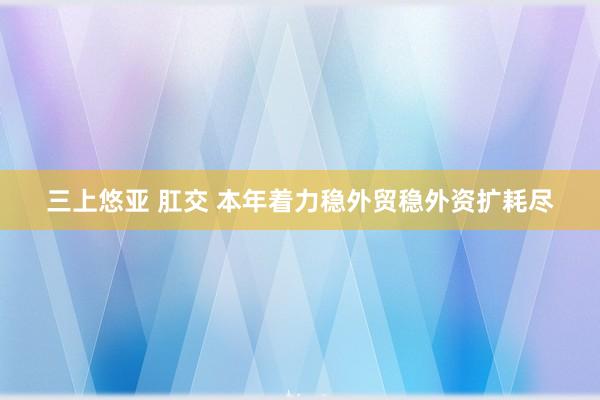 三上悠亚 肛交 本年着力稳外贸稳外资扩耗尽