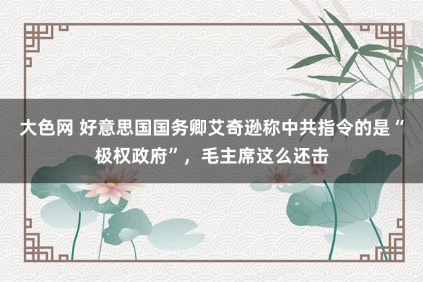 大色网 好意思国国务卿艾奇逊称中共指令的是“极权政府”，毛主席这么还击