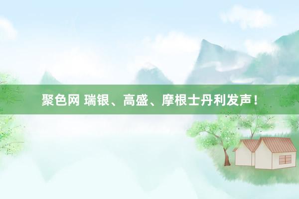 聚色网 瑞银、高盛、摩根士丹利发声！