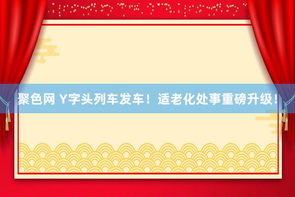 聚色网 Y字头列车发车！适老化处事重磅升级！