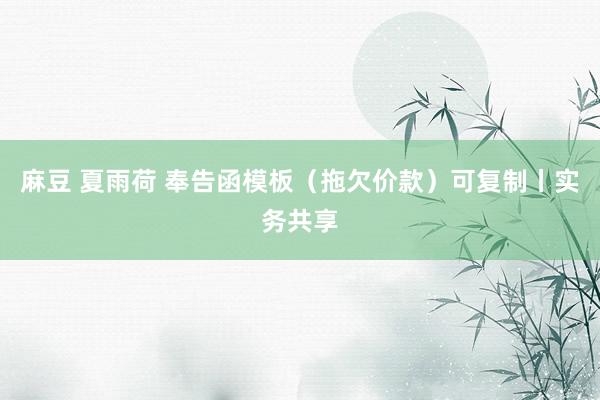 麻豆 夏雨荷 奉告函模板（拖欠价款）可复制丨实务共享