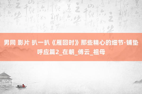 男同 影片 扒一扒《雁回时》那些精心的细节·铺垫呼应篇2_在朝_傅云_祖母